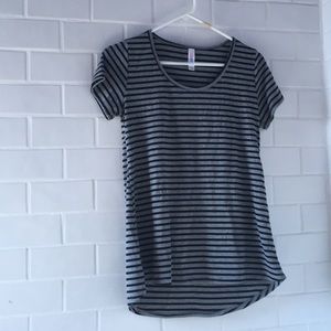 Grey and Black Striped LuLaRoe shirt